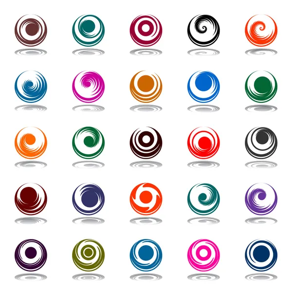 Movimiento en espiral y rotación en forma de círculo. Elementos de diseño — Vector de stock