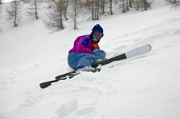 滑雪者在雪中 — 图库照片