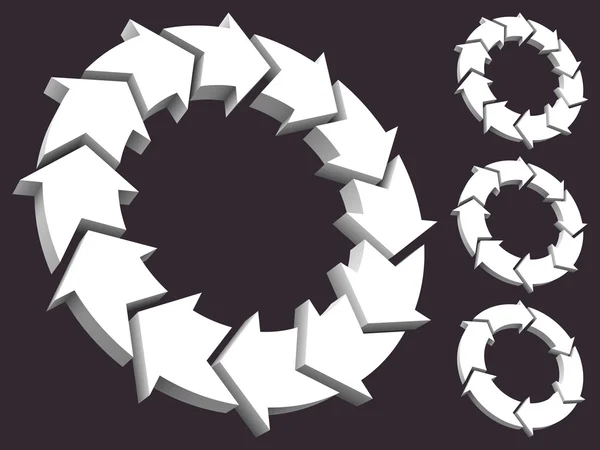Set of circular arrows 3D — Stock Vector