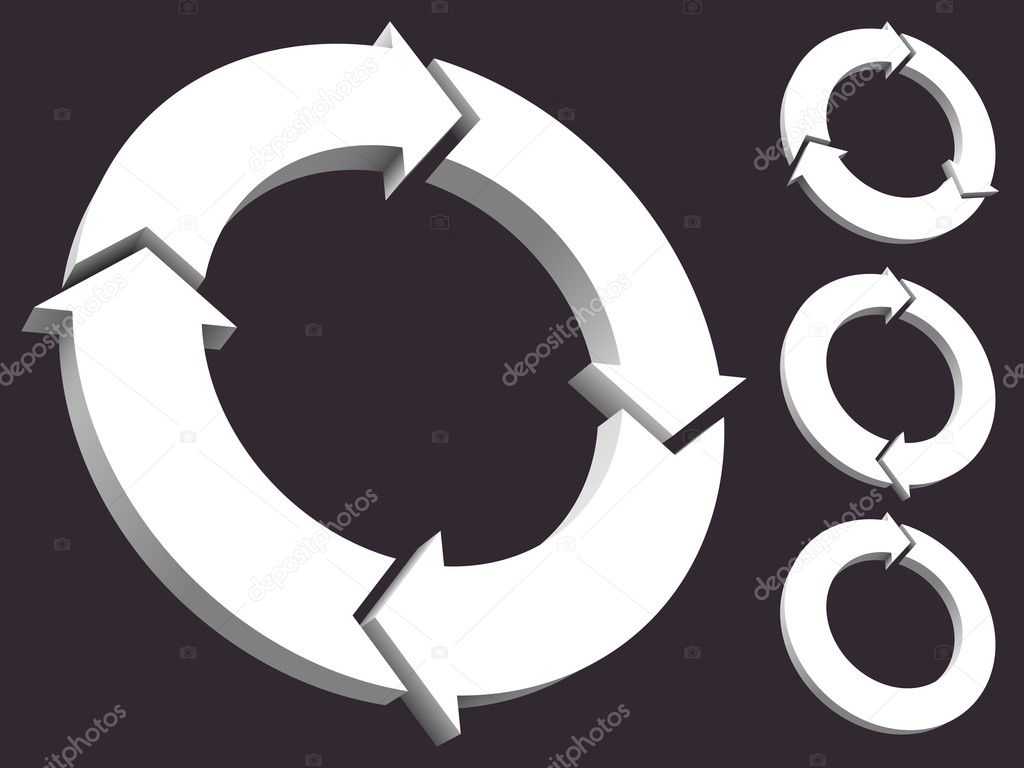 Set of circular arrows 3D