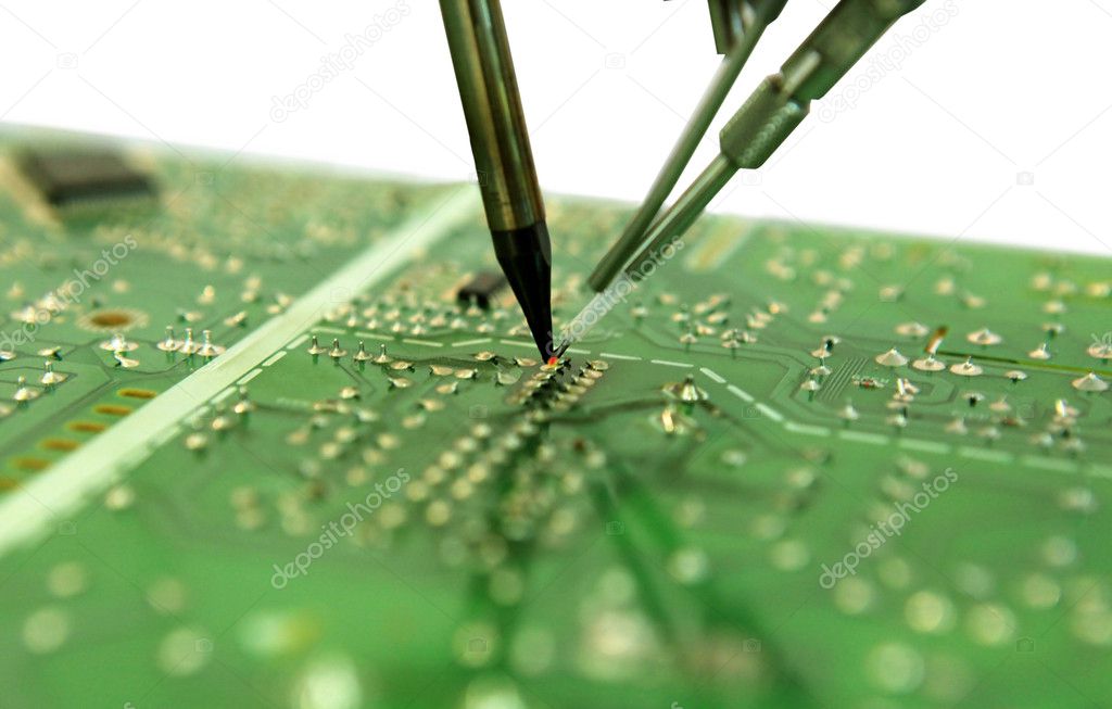 The soldering of electronic components