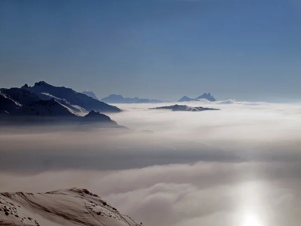 Schneebedecktes Gebirge Französische Alpen — Stockfoto