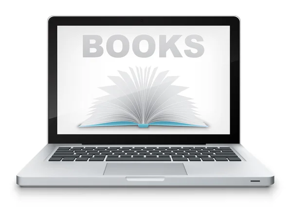 Vector open boek in laptop. — Stockvector