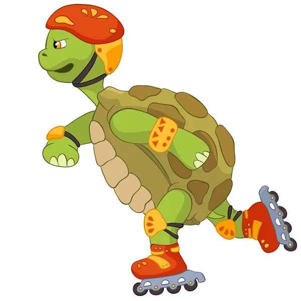 Funny Turtle. Roller. — Stock Vector