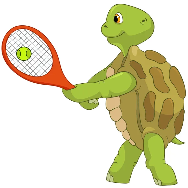 Забавная Черепаха. Теннисист . — стоковый вектор