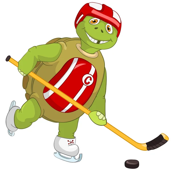 Drôle de tortue. Joueur de hockey . — Image vectorielle