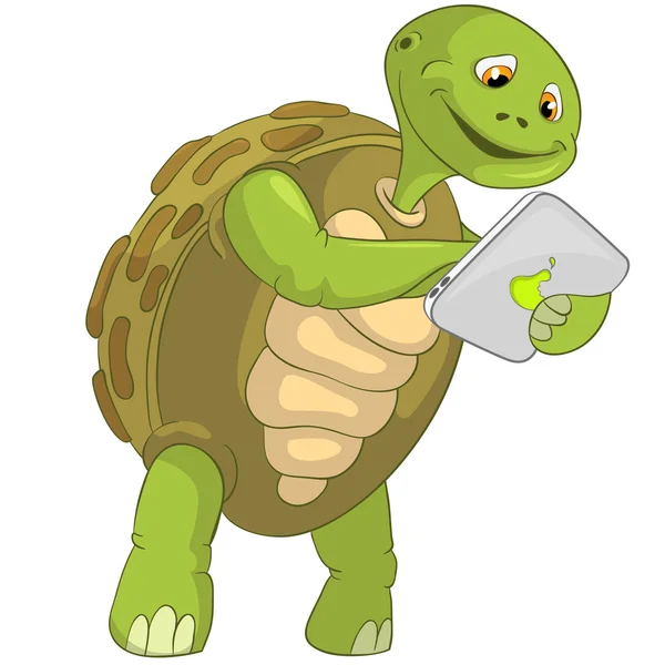 Αστεία χελώνα. οθόνη αφής. — Διανυσματικό Αρχείο