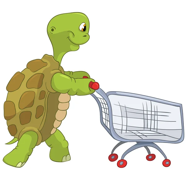 Lustige Schildkröte. Einkaufen. — Stockvektor