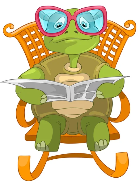 Lectura divertida de tortuga . — Vector de stock