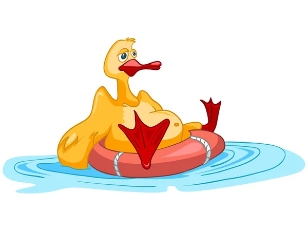 Zeichentrickfigur Ente isoliert auf weißem Hintergrund. Vektor. — Stockvektor