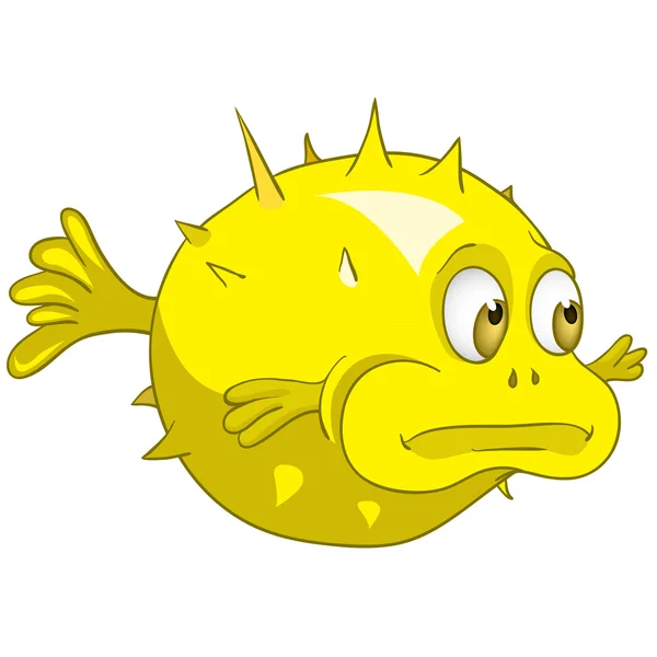 Kreslená postava ryb ježka izolovaných na bílém pozadí. vektor. — Stockový vektor