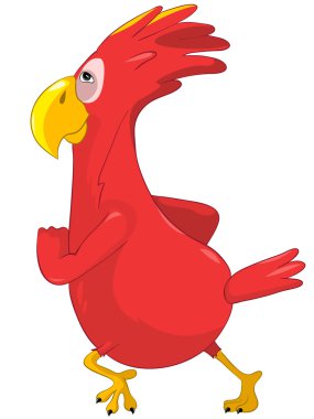 Running Funny Parrot. clipart