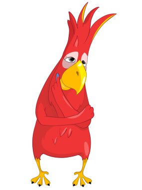 Thinking Funny Parrot. clipart