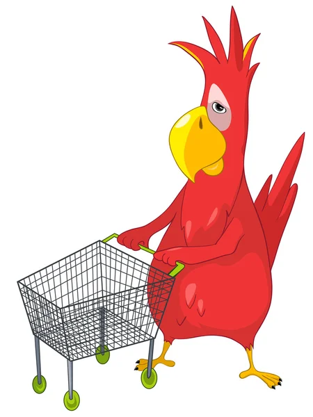 Rolig papegoja. shopping. — Stock vektor