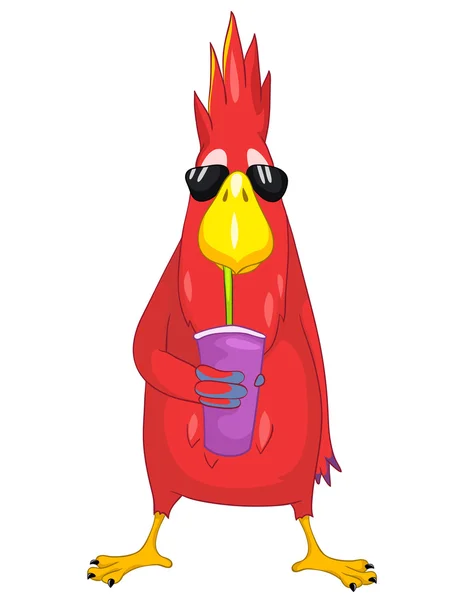 Funny Parrot. Cocktail. — Stock Vector