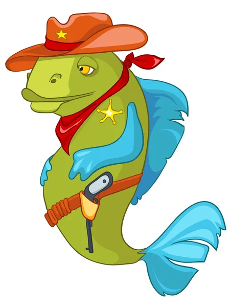 Shérif de personnage de bande dessinée Fish — Image vectorielle