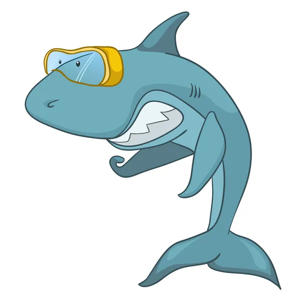 Tiburón personaje de dibujos animados — Vector de stock