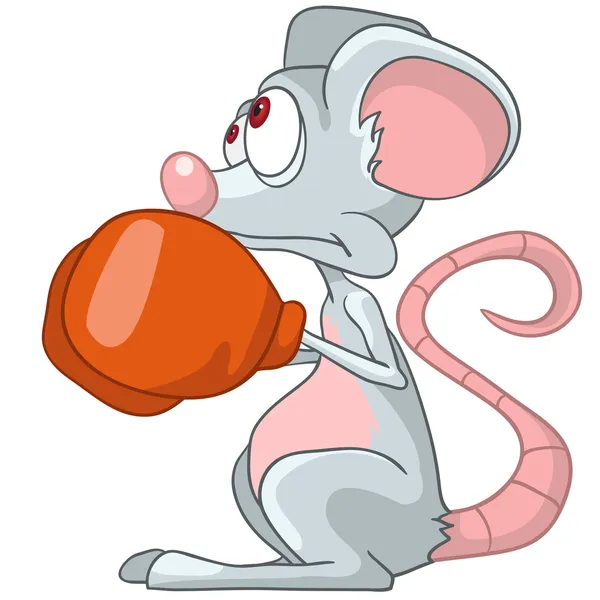 Cartoon Character Mouse Boxer — Stock Vector