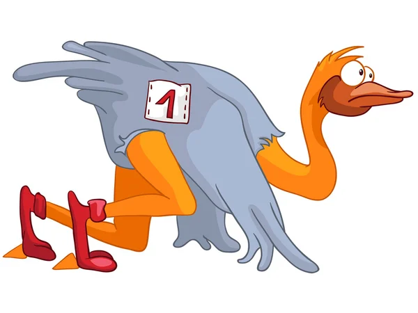 Personaje de la historieta avestruz — Vector de stock