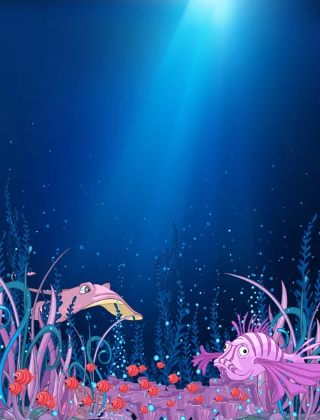 Óceán víz alatti rajzfilm — Stock Vector