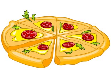 karikatür yemek pizza