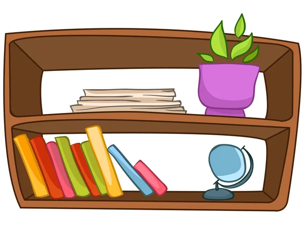 Cartoon Wohnmöbel Bücherregal — Stockvektor
