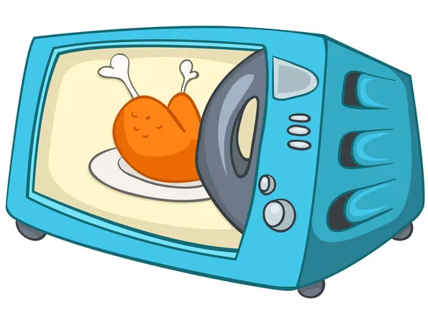Caricatura Hogar Cocina Microondas — Vector de stock
