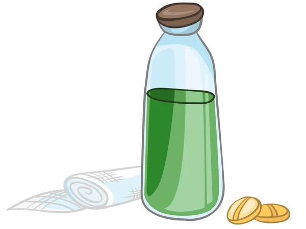 Cartoon pilules de médecine à domicile — Image vectorielle