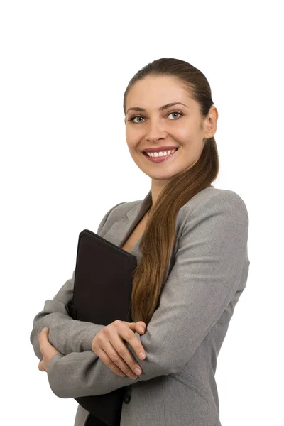 Красивая улыбающаяся молодая деловая женщина — стоковое фото