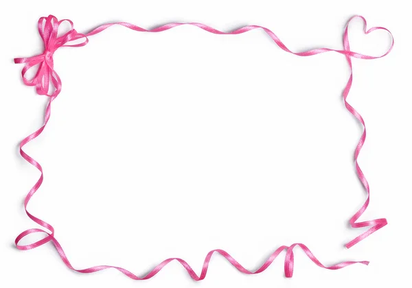 Pink satin ribbon frame — Stock Photo, Image