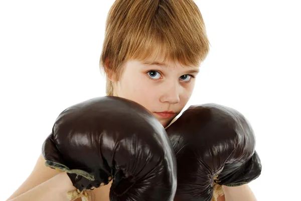 stock image Young Boy Boxer with Boxing Gloves