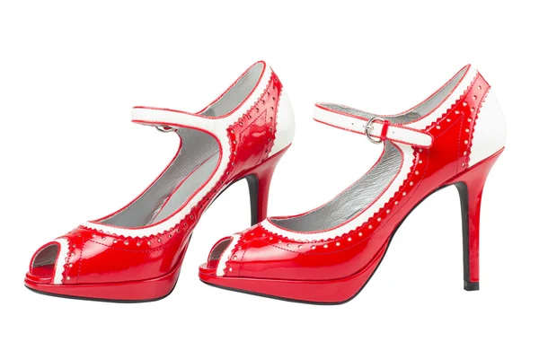 Γυναικεία κόκκινα ψηλοτάκουνα παπούτσι — Φωτογραφία Αρχείου