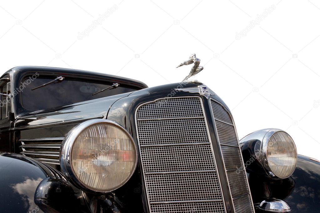 Vintage black Buick, isolated