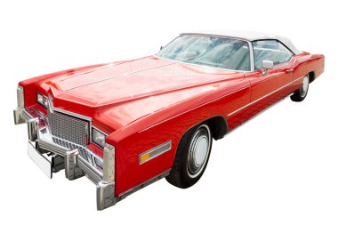 Red cadillac car, cabriolet, isolated clipart