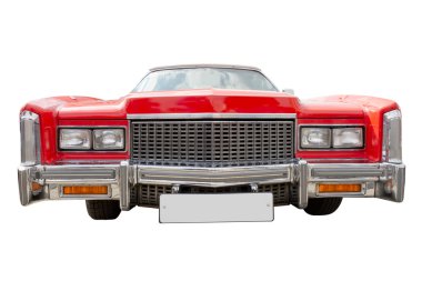 Red cadillac car, cabriolet, isolated clipart