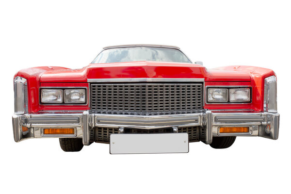 Red cadillac car, cabriolet, isolated
