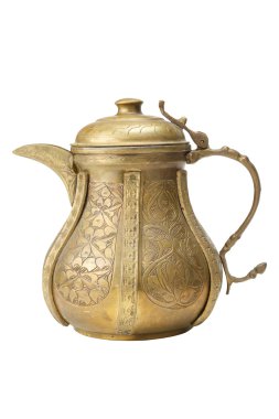 Ancient ornamental teapot on white clipart