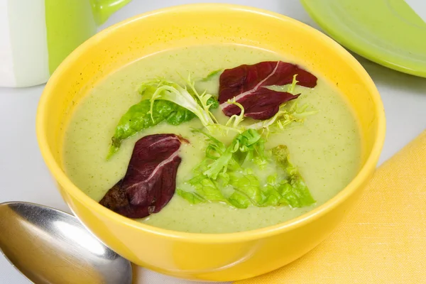 Zelená krémová polévka — Stock fotografie