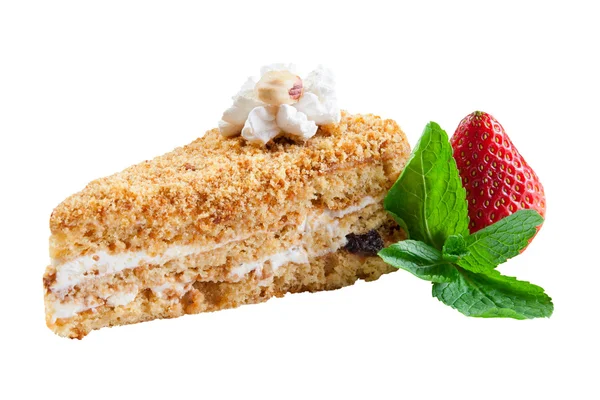 Prachtige taart dessert met ijs en pruimen — Stockfoto