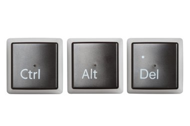 CTRL, alt, del klavye üzerinde beyaz izole tuşları