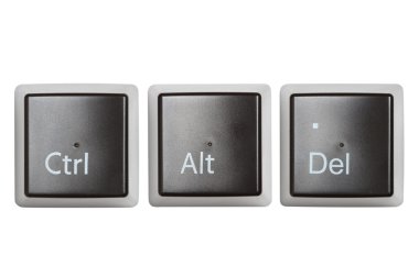 Ctrl, Alt, Del keyboard keys isolated on white clipart