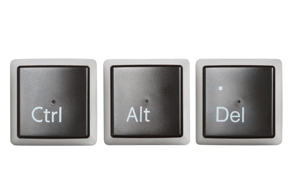 Ctrl, Alt, Del keyboard keys isolated on white — Stock Photo, Image