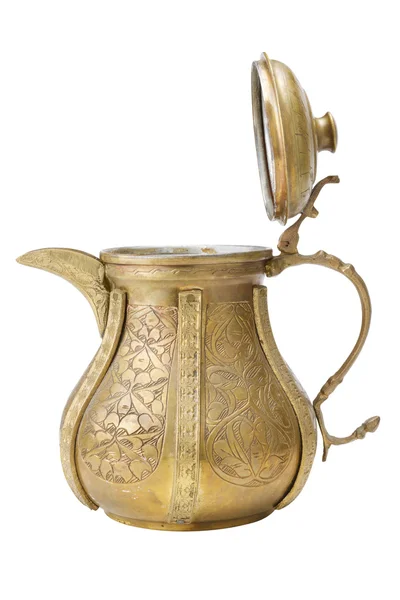 Древний декоративный чайник, кувшин на белом фоне — стоковое фото