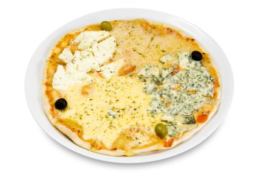 Pizza with four cheeses clipart