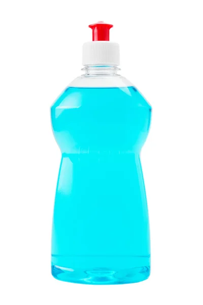 Flaska blå tvätt diskmedel isolerade — Stockfoto