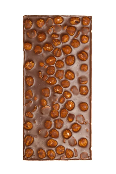 Chocolate bar with hazelnuts isolated — Stock Photo, Image
