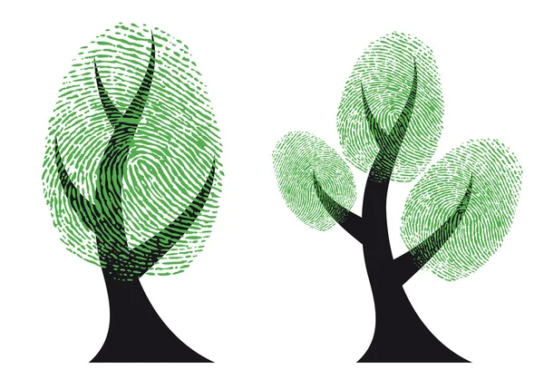 Green fingerprint tree, vector — Stock Vector