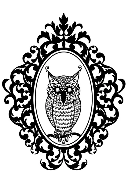 Owl in frame, vector — Stockvector