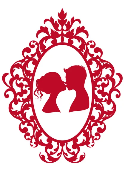 Embrasser couple dans le cadre, vecteur — Image vectorielle