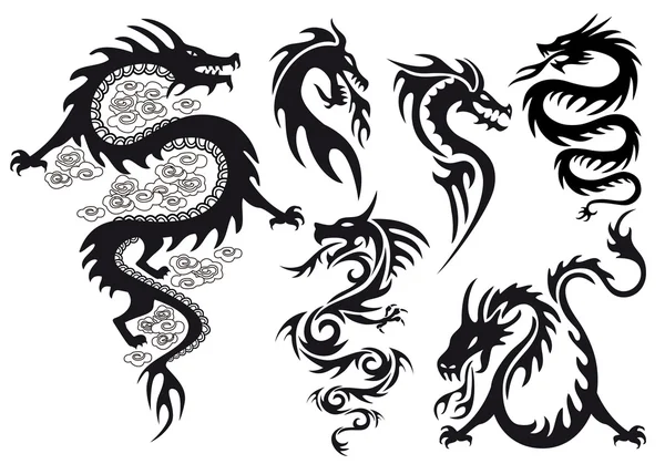 Татуировка дракона, вектор — стоковый вектор